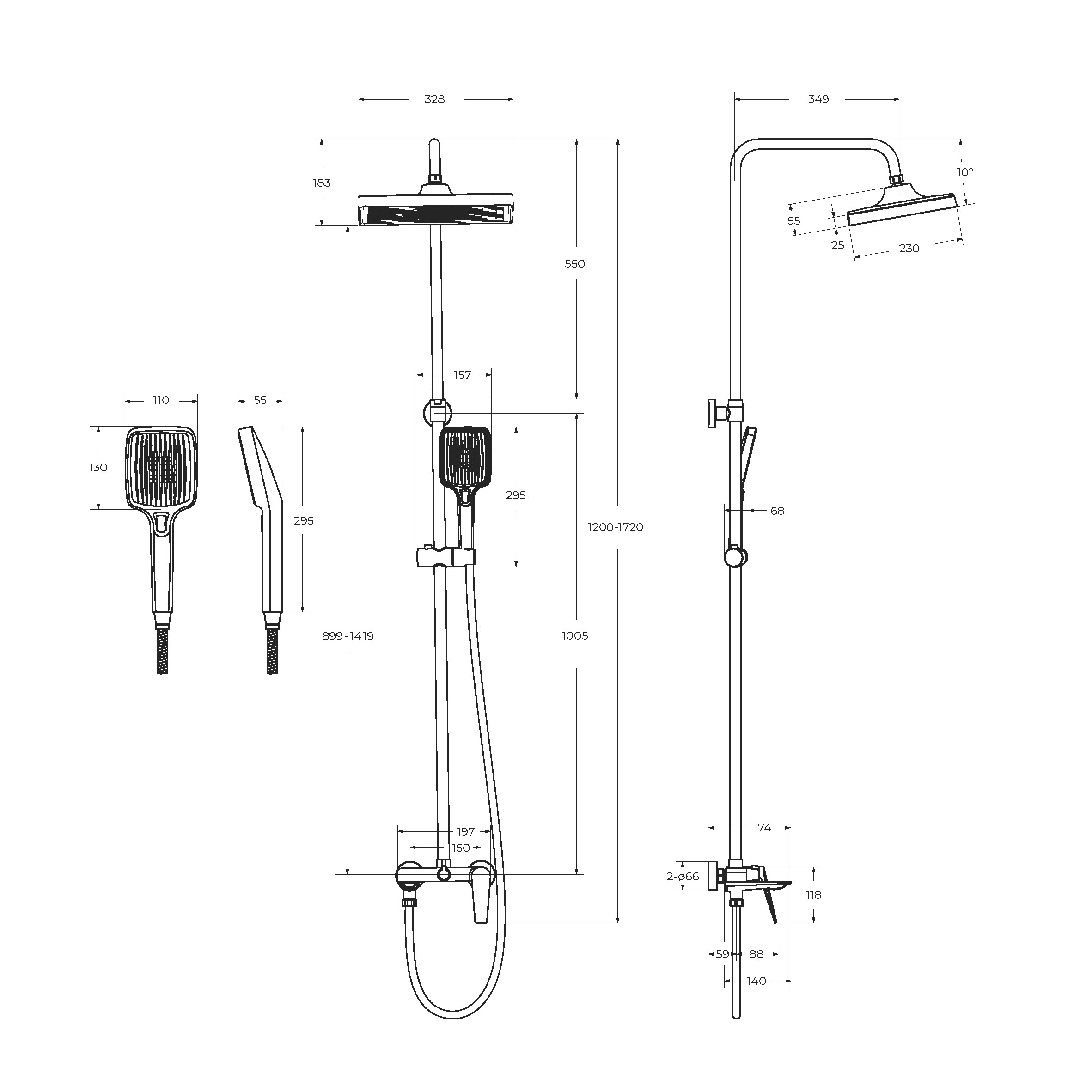 LINER-CVD-01 Душевая стойка со смесителем и изливом, исполнение хром - Gidratop.ru изображение