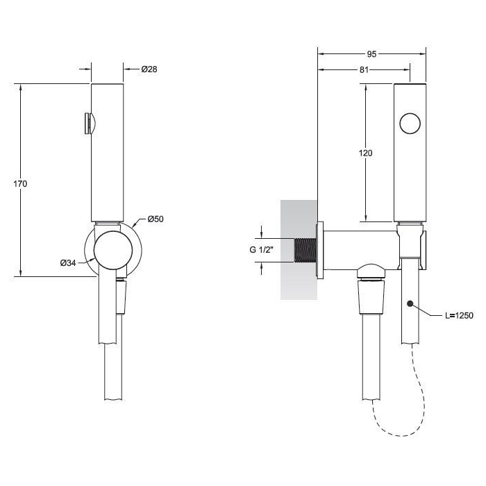 Gessi Ingranaggio гигиенический душ настенный на 1/2, цвет: хром - Gidratop.ru изображение
