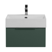 PREMIUM Тумба подвесная под раковину с выдвижным ящиком, 55415 Plisse Verde opaco, 50x44x25 - Gidratop.ru изображение