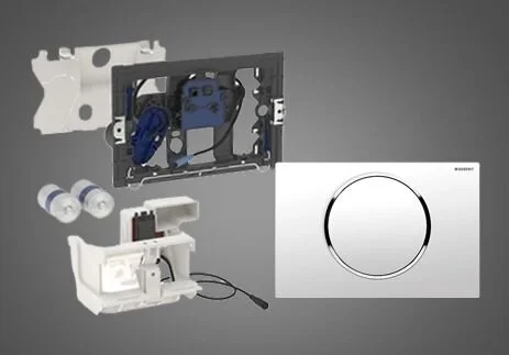 Клавиша смыва Geberit Sigma 115.908.KL.1 Type 10, для унитаза, бесконтактная, сенсорная, 3В, двойной смыв, пластик, белый/матовый хром - Gidratop.ru изображение