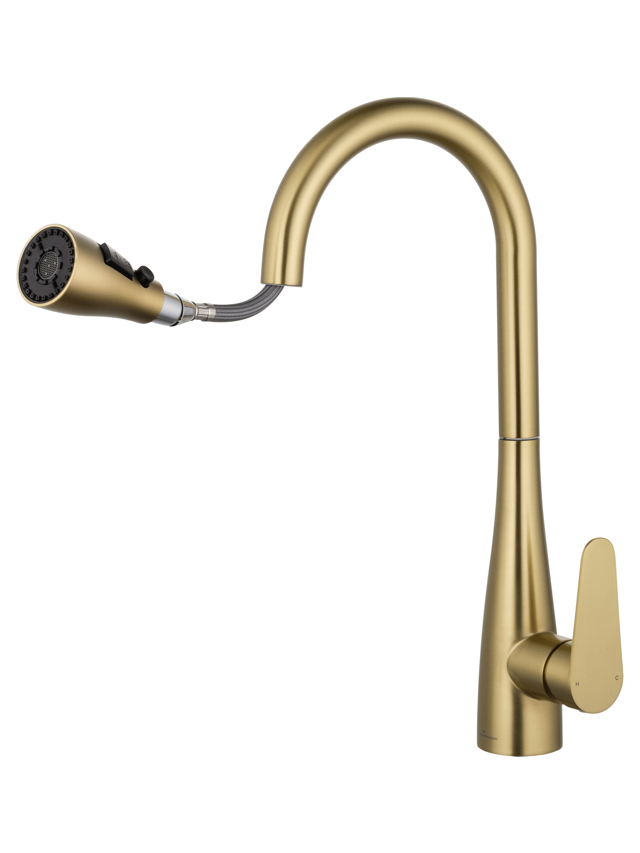 Смеситель для кухни с выдвижным изливом WONZON & WOGHAND, Брашированное золото (WW-121E201B-BG) - Gidratop.ru изображение