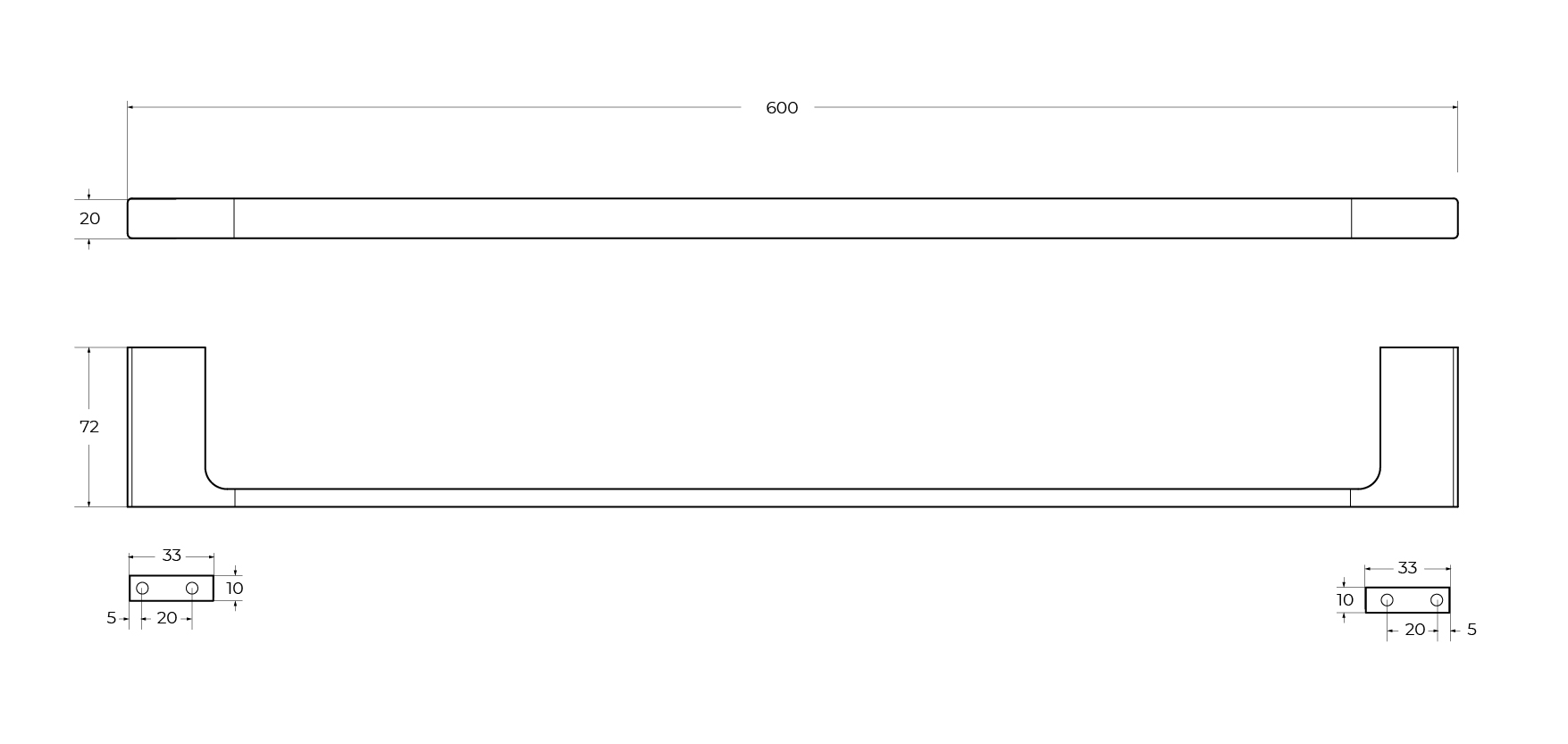 SLIDER-TH-60-IN Полотенцедержатель 60 см, исполнение сатин - Gidratop.ru изображение