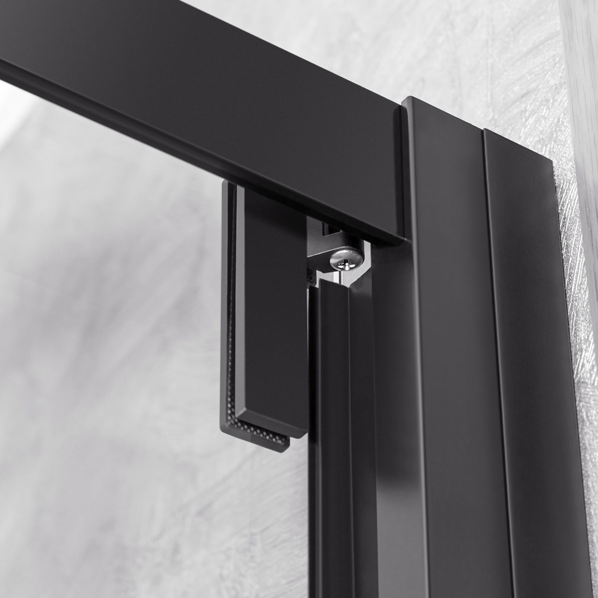 Душевой уголок с поворотной дверью Stile VSS-2ST9090CLB-R, 900*900, черный, стекло прозрачное, правый - Gidratop.ru изображение