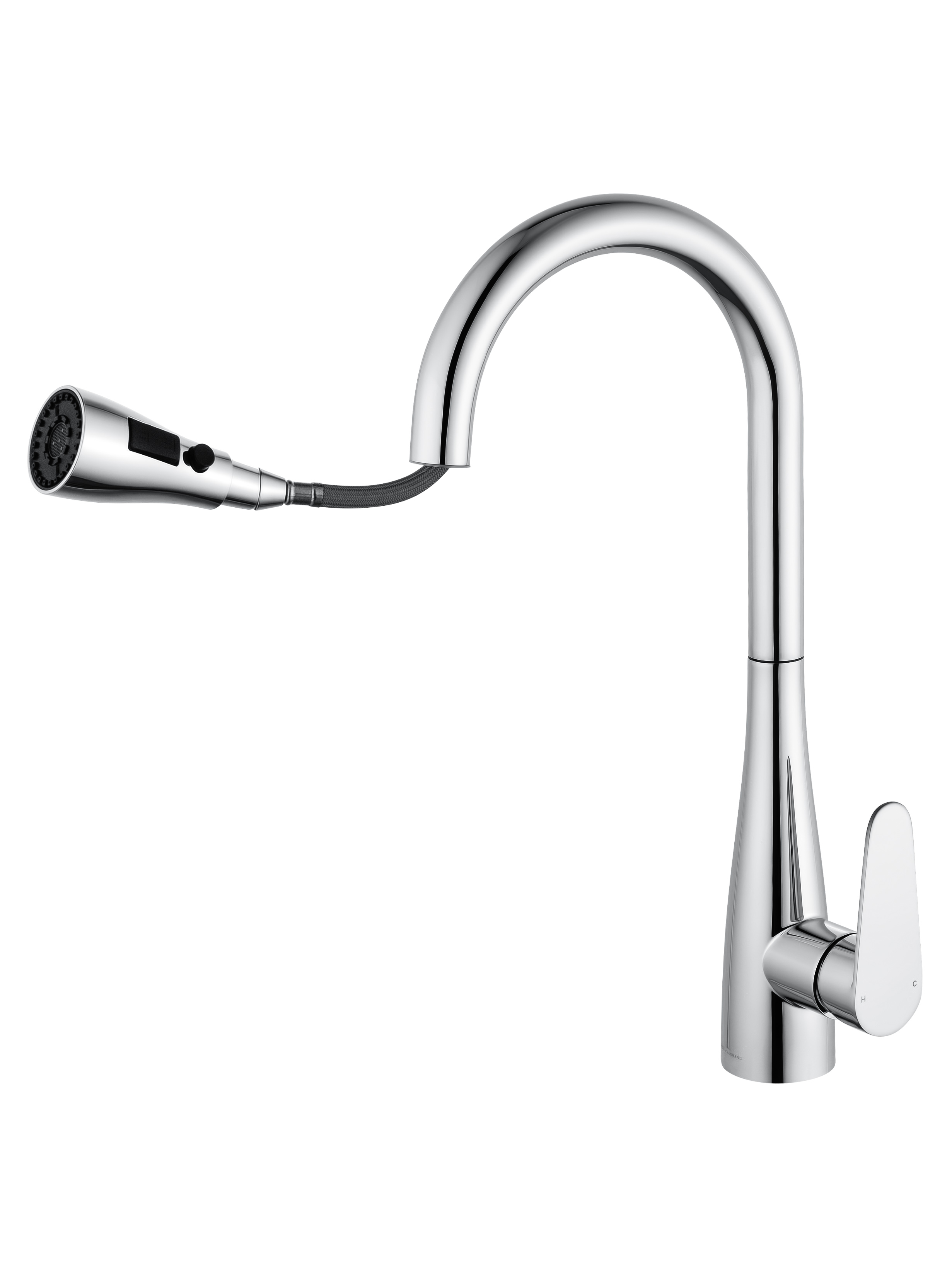 Смеситель для кухни с выдвижным изливом WONZON & WOGHAND, Хром (WW-121E201B-CR) - Gidratop.ru изображение