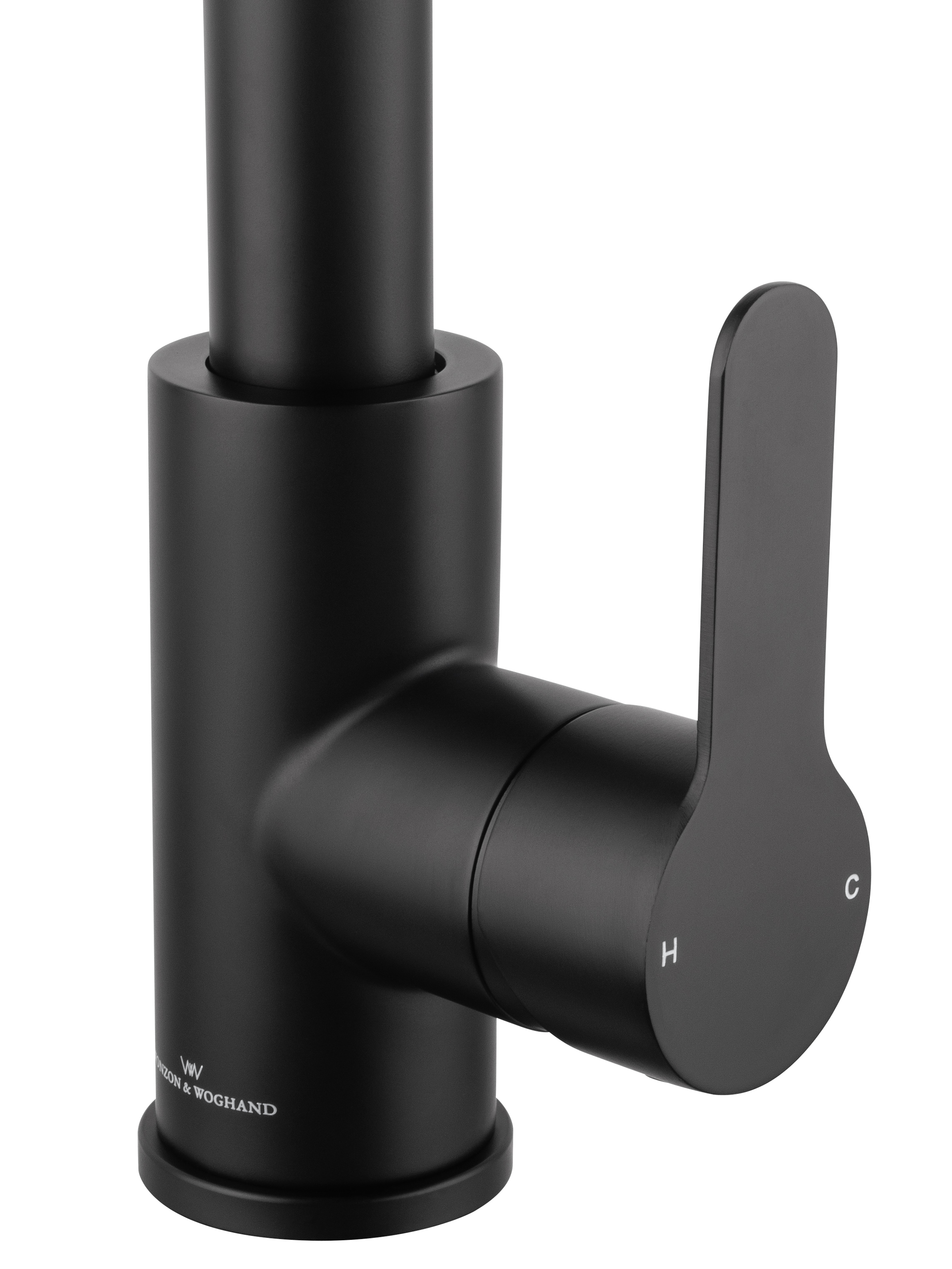 Смеситель для кухни с выдвижным изливом WONZON & WOGHAND, Черный матовый (WW-121E201L-MB) - Gidratop.ru изображение