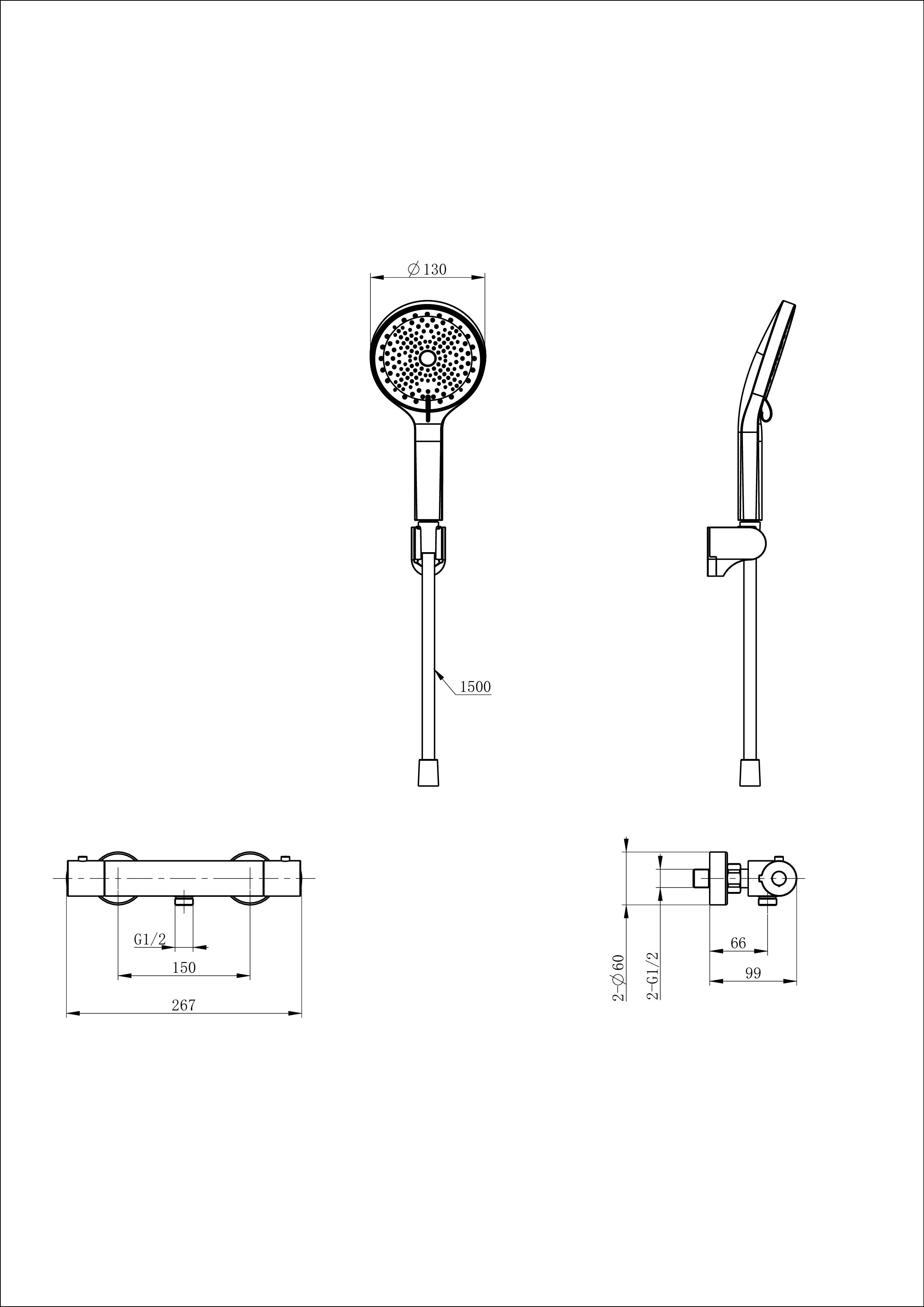 Смеситель для душа с термостатом WONZON & WOGHAND INN 3, Черный матовый (WW-B2003-A-MB) - Gidratop.ru изображение