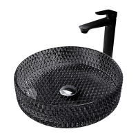 Раковина накладная стеклянная ABBER Glas AK2301B черная - Gidratop.ru изображение