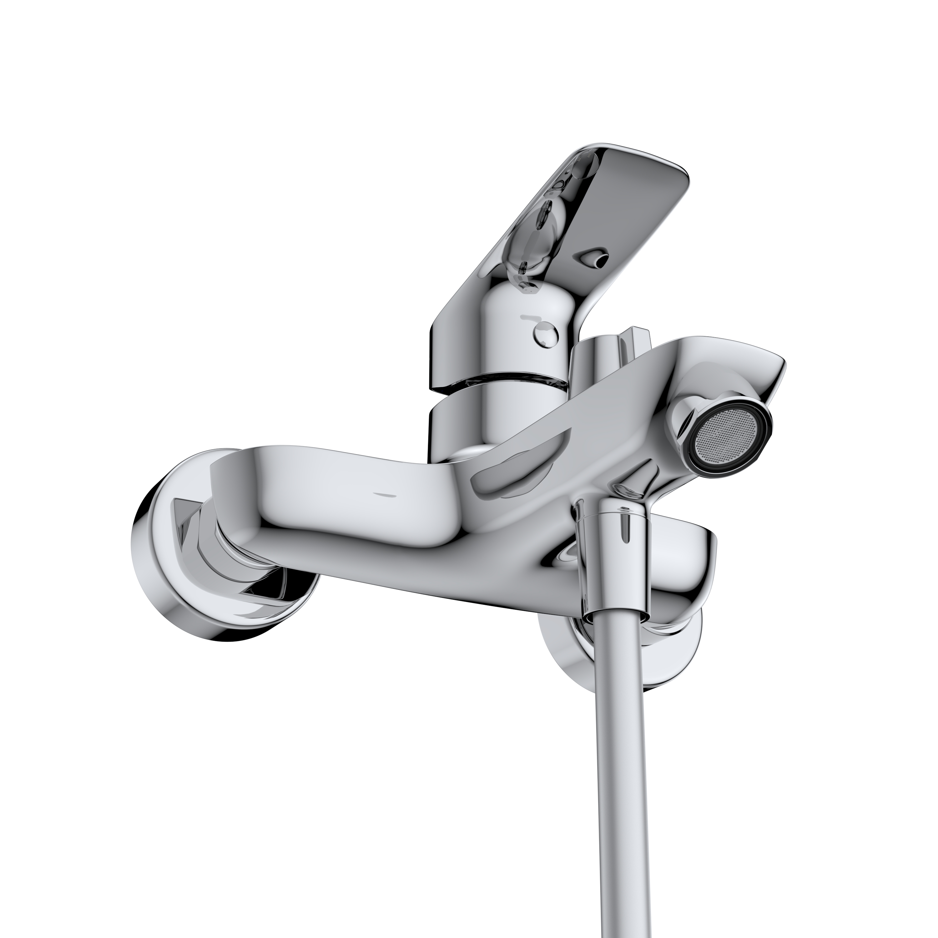DUE Смеситель для ванны и душа в комплекте с ручным душем, шлангом и держателем, хром DUE-VASM-CRM - Gidratop.ru изображение