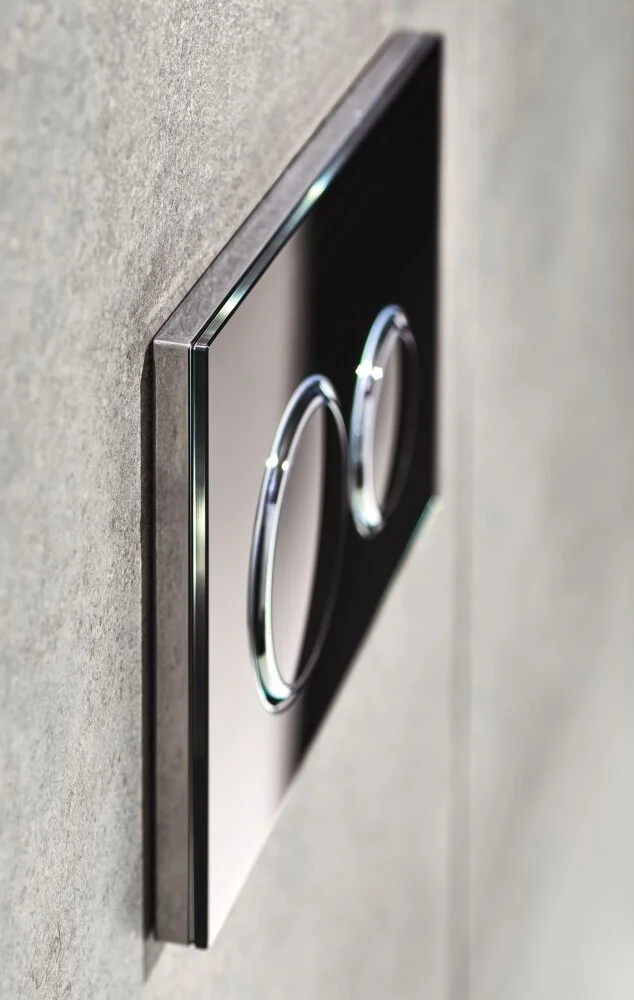 Клавиша смыва Geberit Sigma Type 21 115.884.SJ.1, черное стекло, глянцевый хром - Gidratop.ru изображение