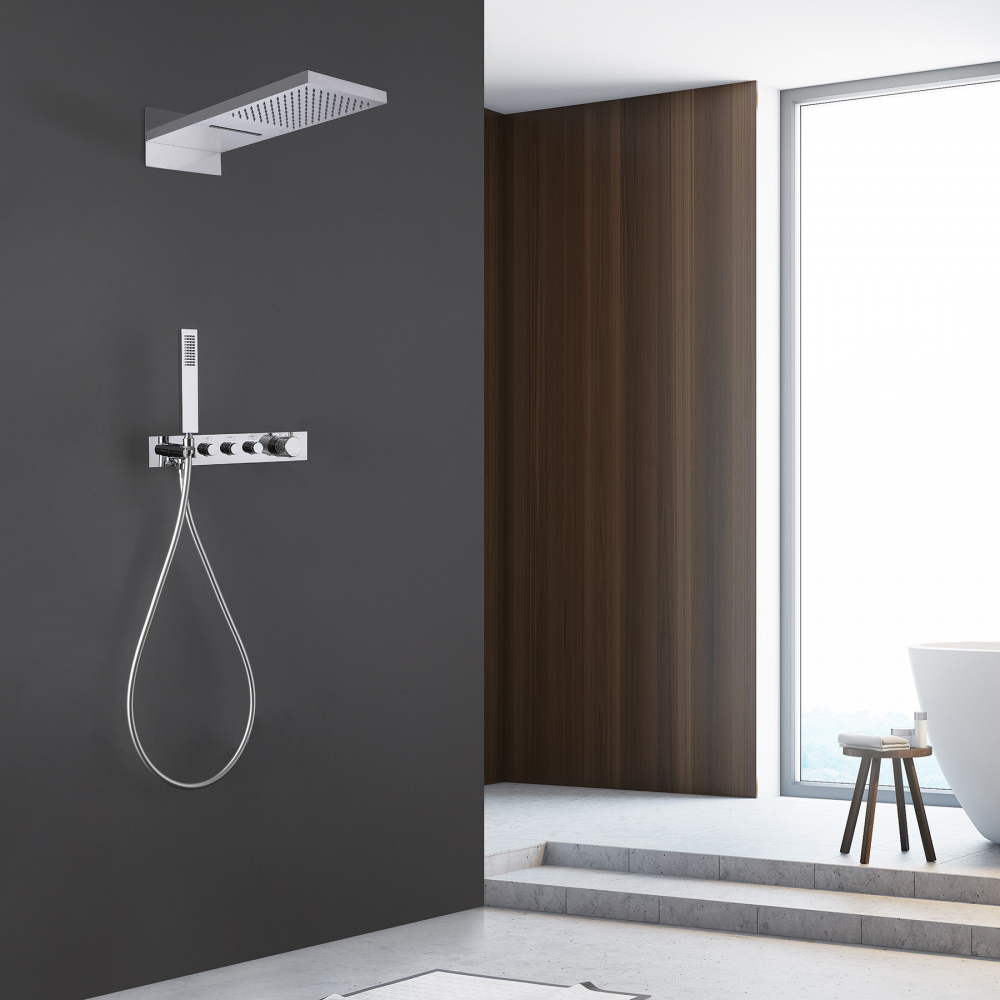 Душевая система ABBER Rund AF8752 скрытого монтажа без излива, термостат, хром - Gidratop.ru изображение