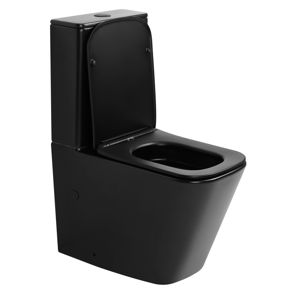 Унитаз ABBER Rechteck AC1210TMB компакт черный матовый, безободковый, смыв торнадо - Gidratop.ru изображение