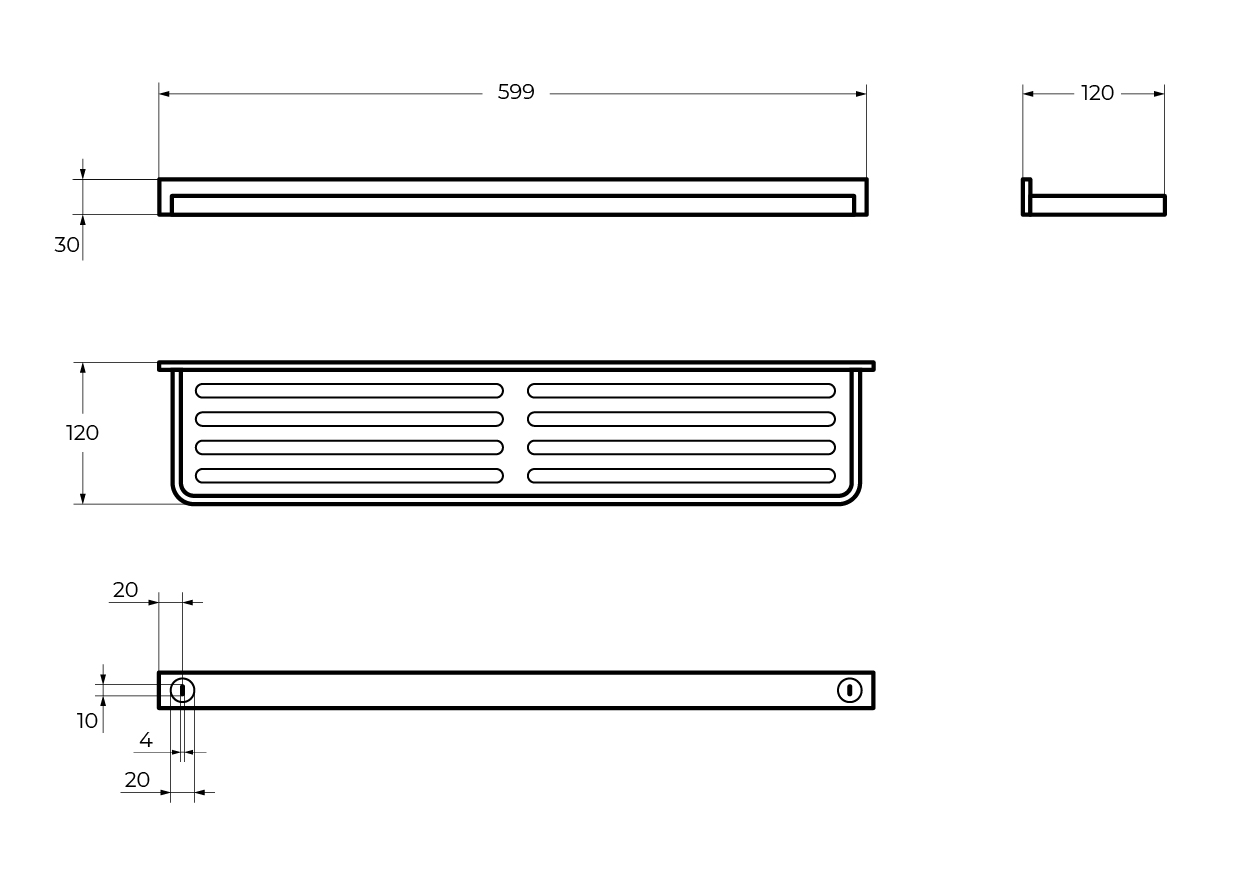 MAXIMA CZR-F-8917 Полка, 599х120 - Gidratop.ru изображение