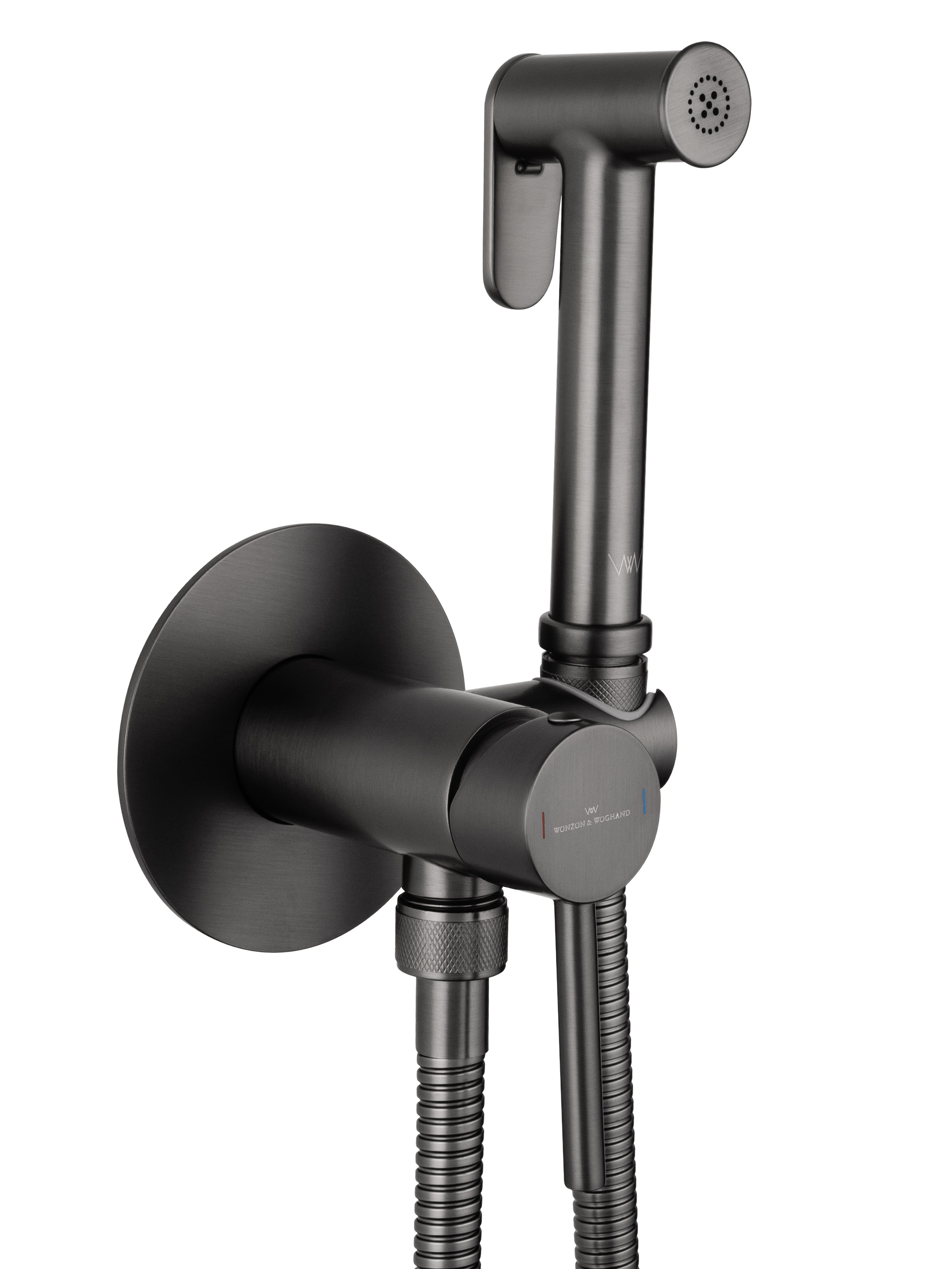 Смеситель с гигиеническим душем встраиваемый WONZON & WOGHAND STICK, Темный графит (WW- 88829902-BGM) - Gidratop.ru изображение