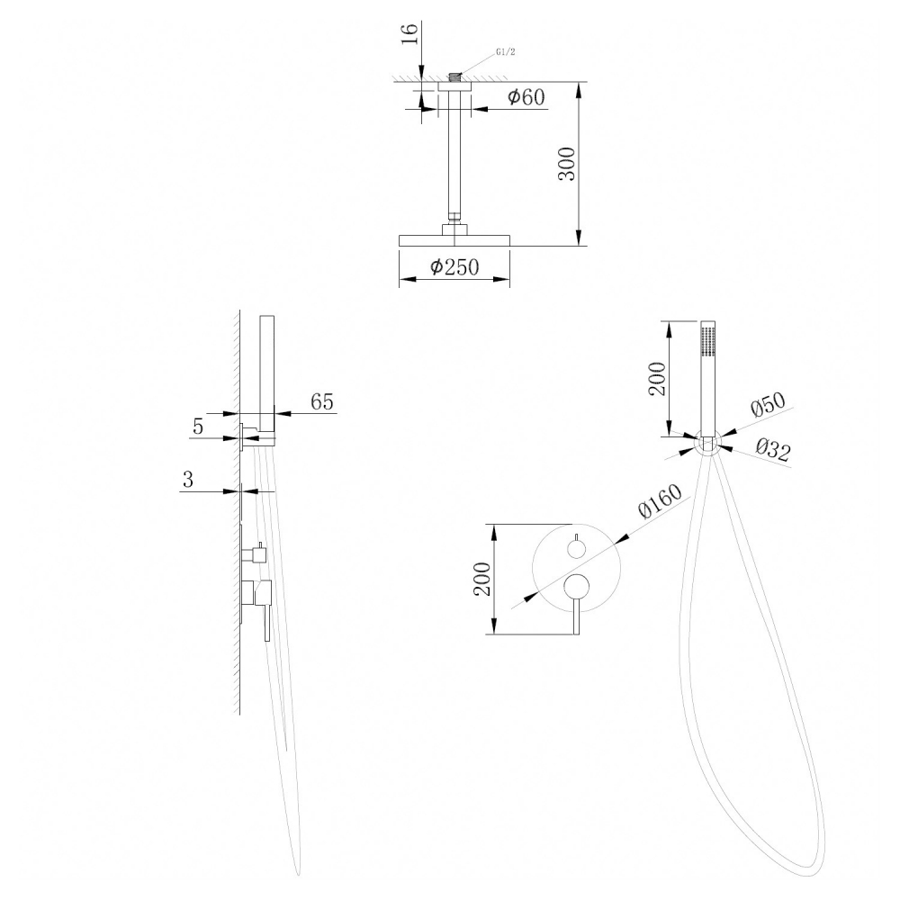 Душевая система ABBER Emotion AF8821NG скрытого монтажа без излива, никель - Gidratop.ru изображение