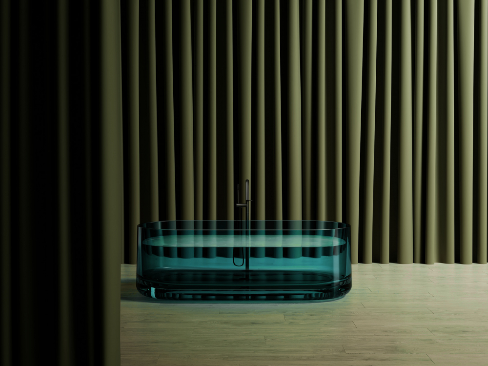 Прозрачная ванна ABBER Kristall AT9708Aquamarin бирюзовая - Gidratop.ru изображение