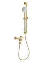 Смеситель для ванны с душевым гарнитуром WONZON & WOGHAND CLICK, Брашированное золото (WW-FE05L222-BG) - Gidratop.ru изображение