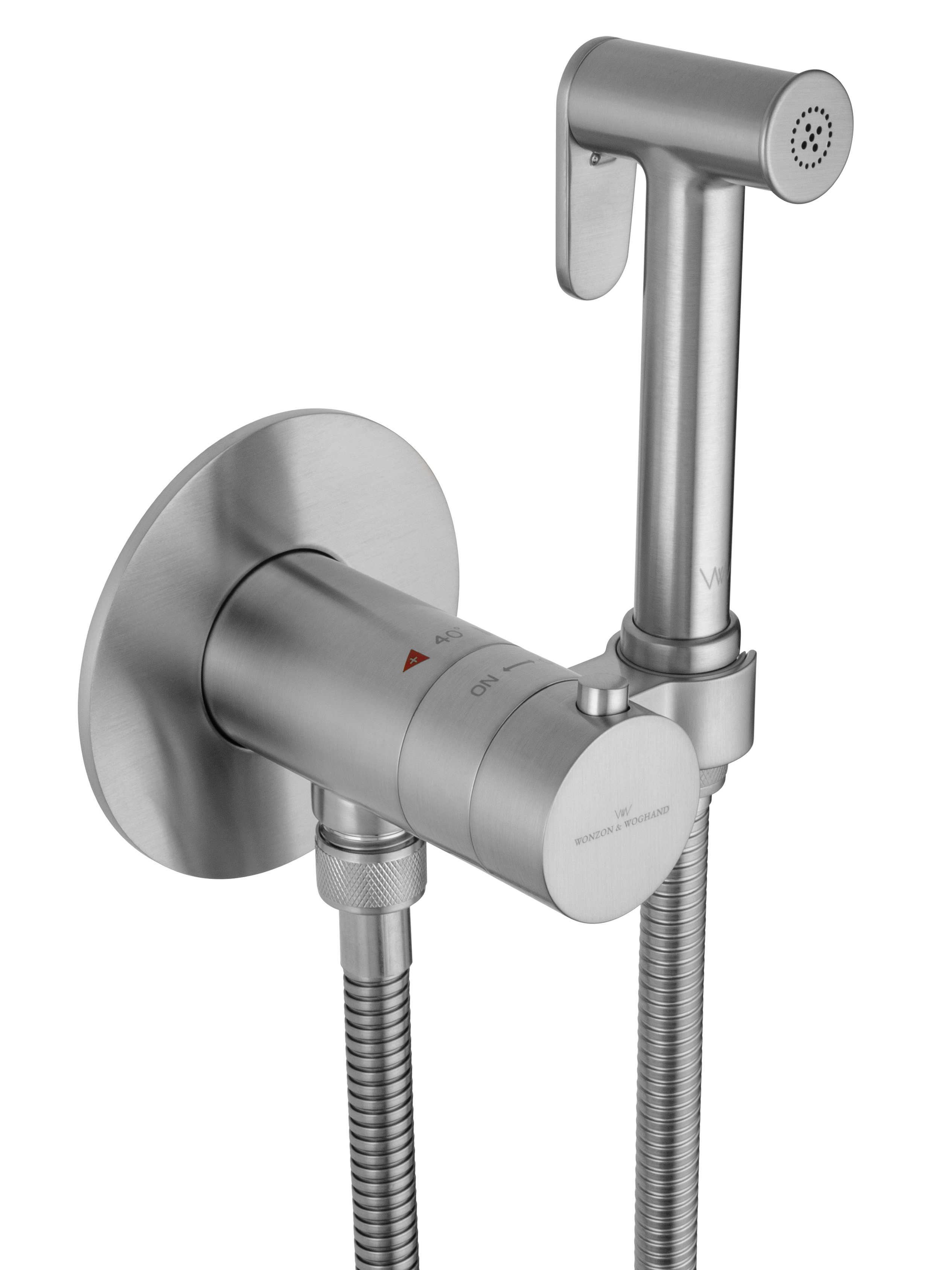 Смеситель с гигиеническим душем и термостатом встраиваемый WONZON & WOGHAND, Брашированный никель (WW-88829909-BN) - Gidratop.ru изображение