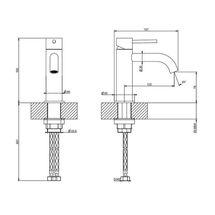 GESSI 316 смеситель для раковины на 1 отверстие, без донного клапана, цвет Brushed Brass PVD - Gidratop.ru изображение