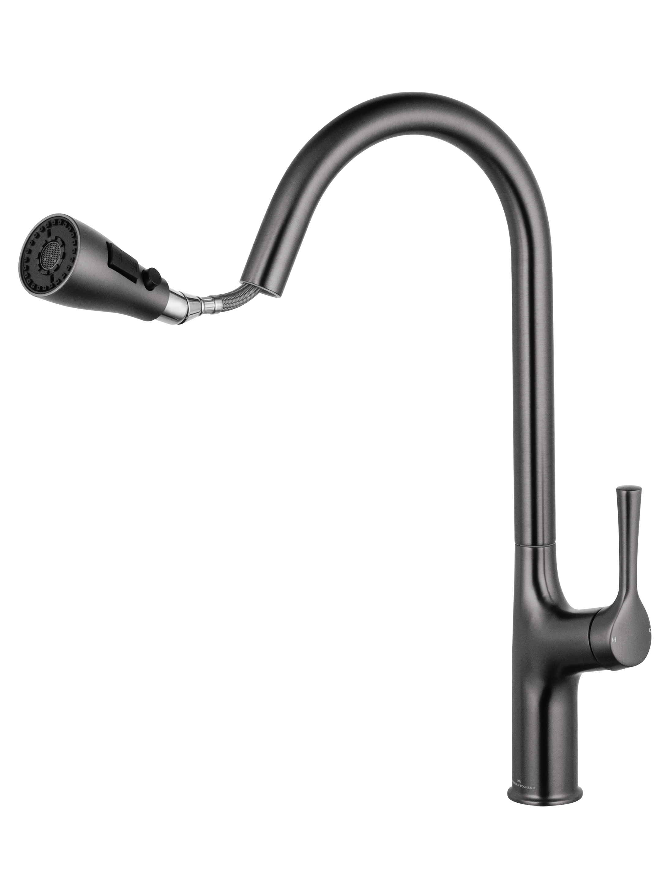 Смеситель для кухни с выдвижным изливом WONZON & WOGHAND, Темный графит (WW-AE54123-BGG) - Gidratop.ru изображение