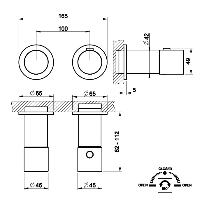 GESSI HABITO RIGATO смеситель настенный встраиваемый, термостатический, с переключателем на 2 положения, внешняя часть, цвет Black Metal Br. PVD - Gidratop.ru изображение
