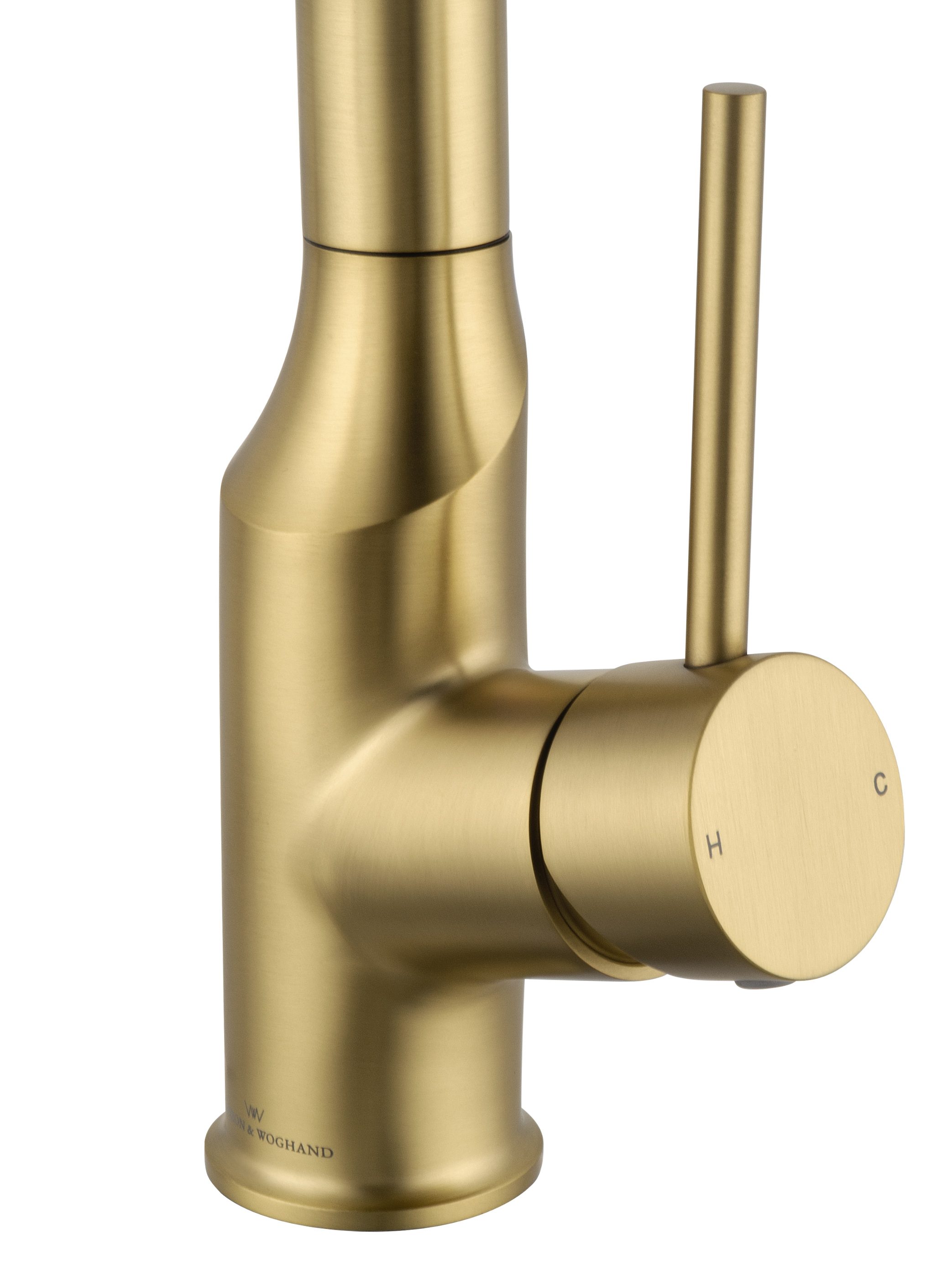 Смеситель для кухни с выдвижным изливом WONZON & WOGHAND, Брашированное золото (WW-A21252-BG) - Gidratop.ru изображение