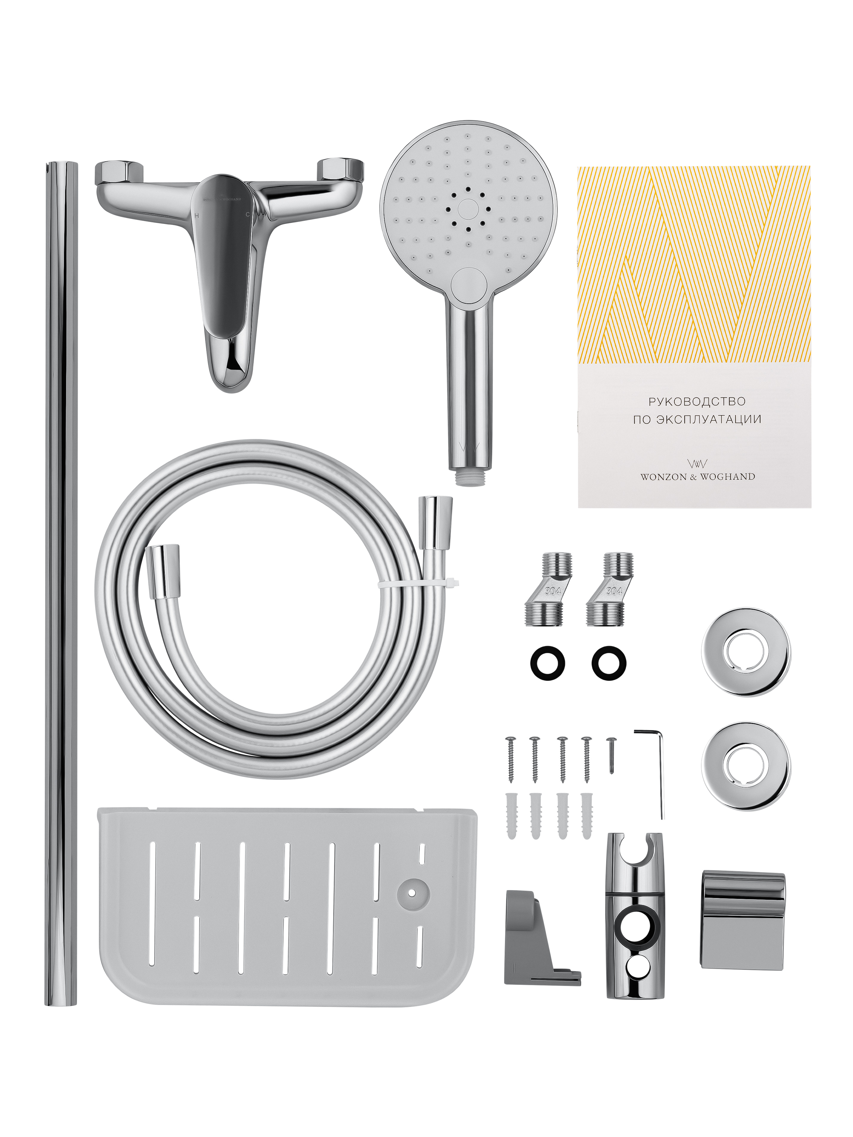 Смеситель для ванны с душевым гарнитуром WONZON & WOGHAND ALFA, Хром (WW-AE3201-CR) - Gidratop.ru изображение