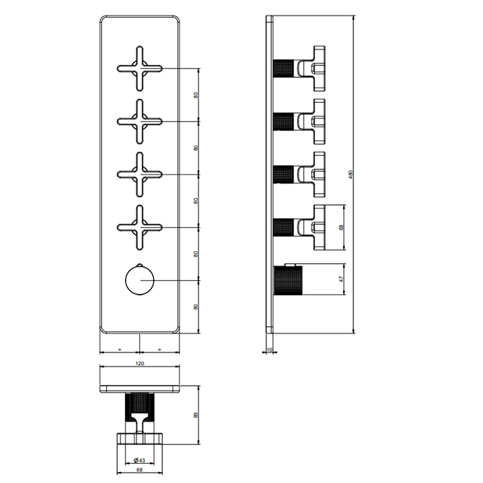 GESSI INCISO встраиваемый термостатический смеситель на 4 источника, резьба 3/4 (внешние части), цвет: золото - Gidratop.ru изображение