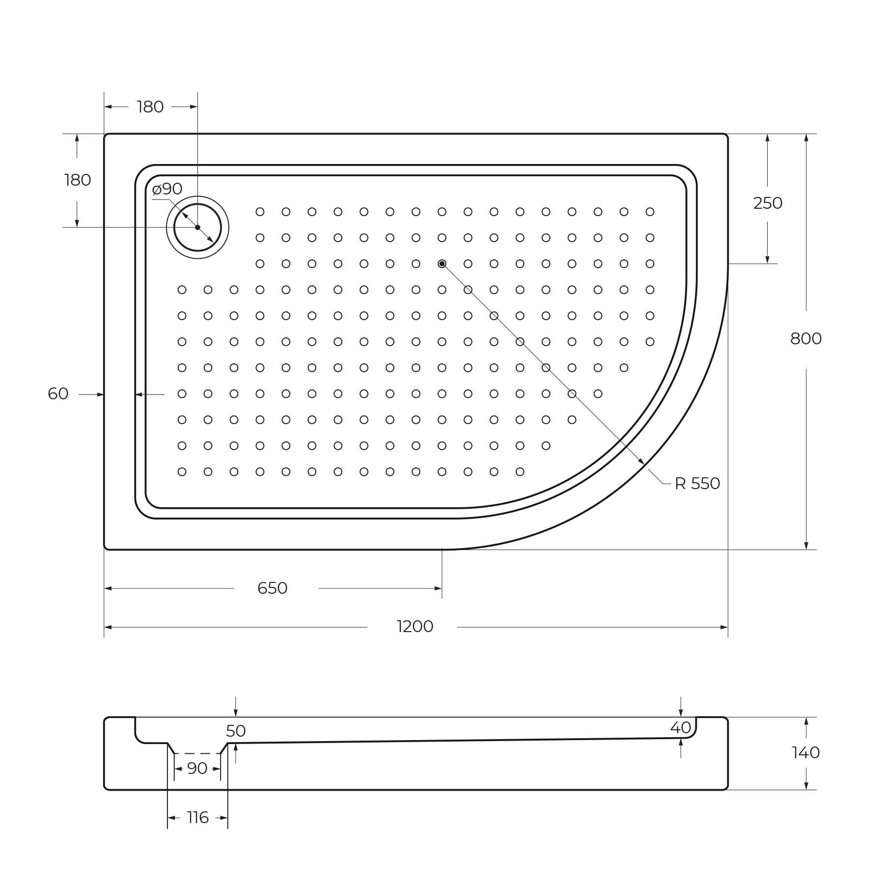 Акриловый поддон CEZARES TRAY-A-RH-120/80-550-15-W-L - Gidratop.ru изображение