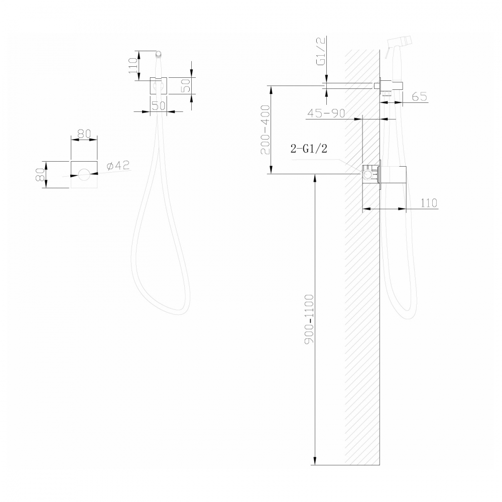Смеситель ABBER Rund AF8725SP с гигиеническим душем, сатин - Gidratop.ru изображение
