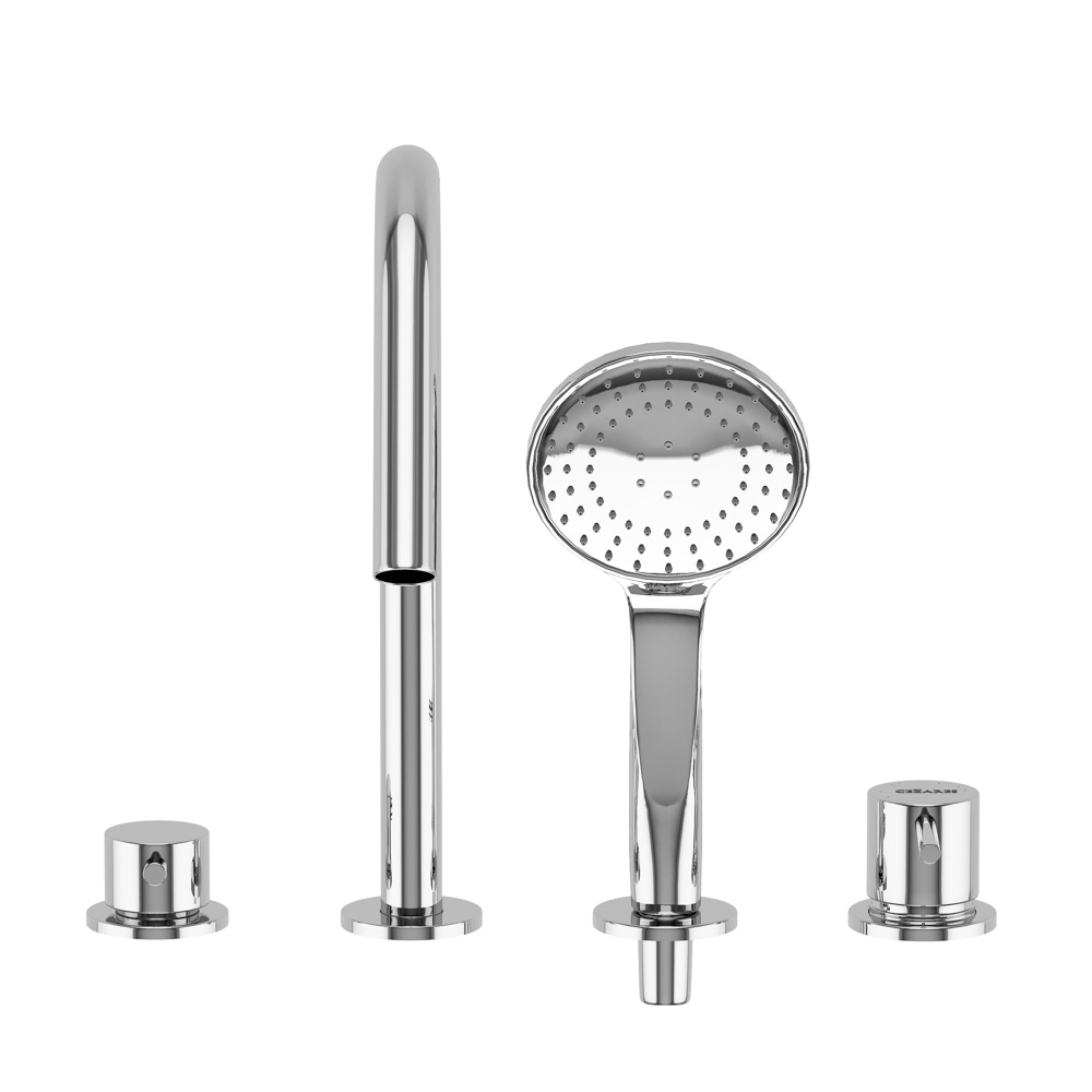 LEAF-BVDM4-L-01 смеситель на борт ванны врезной, на 4 отверстия, исполнение Хром - Gidratop.ru изображение