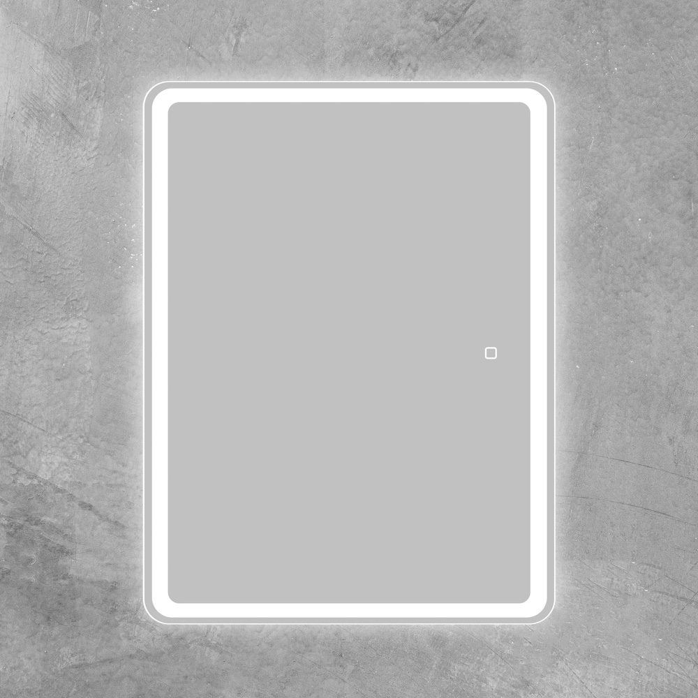 Зеркальный шкаф с одной распашной дверцей, с двумя стеклянными полками, со встроенной подсветкой и сенсорным выключателем SPC-MAR-600/800-1A-LED-TCH, 12W, 220-240V, 600x800x150 - Gidratop.ru изображение