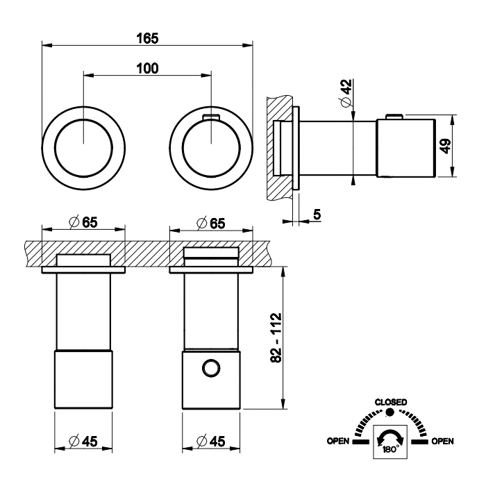 GESSI HABITO INTRECCIO смеситель настенный встраиваемый, термостатический, с переключателем на 2 положения, внешняя часть, цвет Warm Bronze Br. PVD - Gidratop.ru изображение