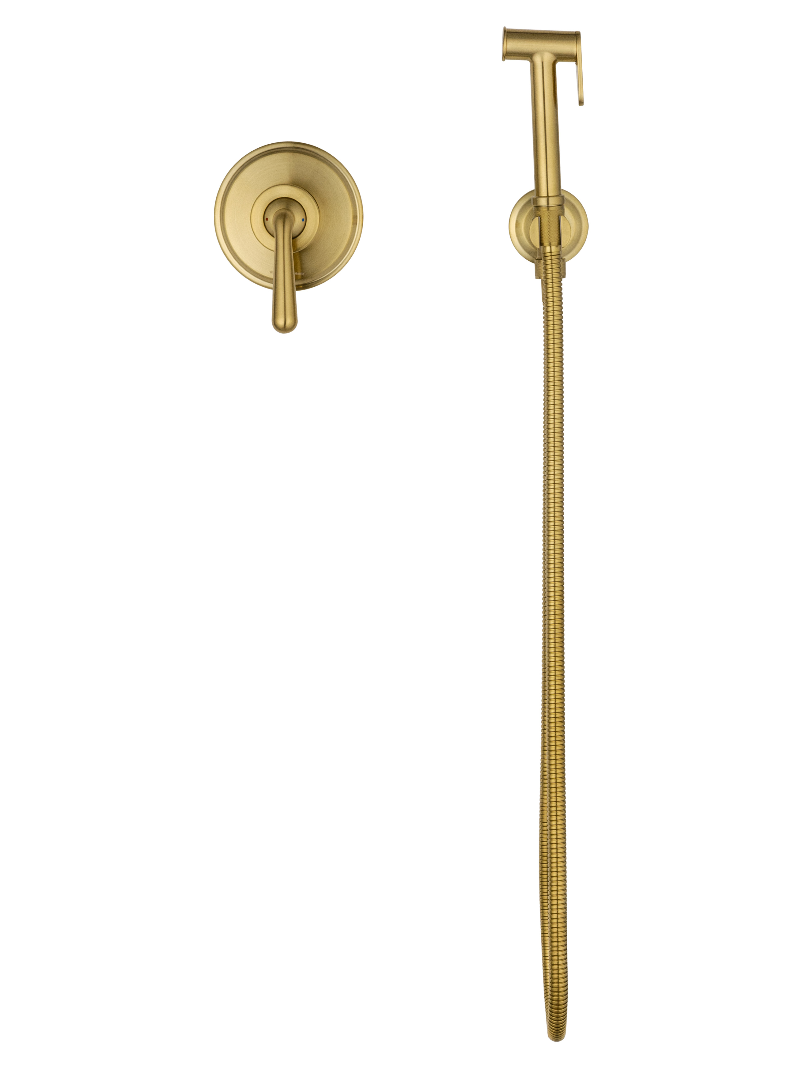 Смеситель с гигиеническим душем встраиваемый WONZON & WOGHAND STEAM, Брашированное золото (WW-88849008-BG) - Gidratop.ru изображение