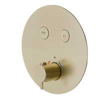 Newform X-STEEL 316 Наружная часть для термостатического смесителя, на 2 источника, переключение - кнопки (для 27751) цвет: PVD Brushed pale gold - Gidratop.ru изображение