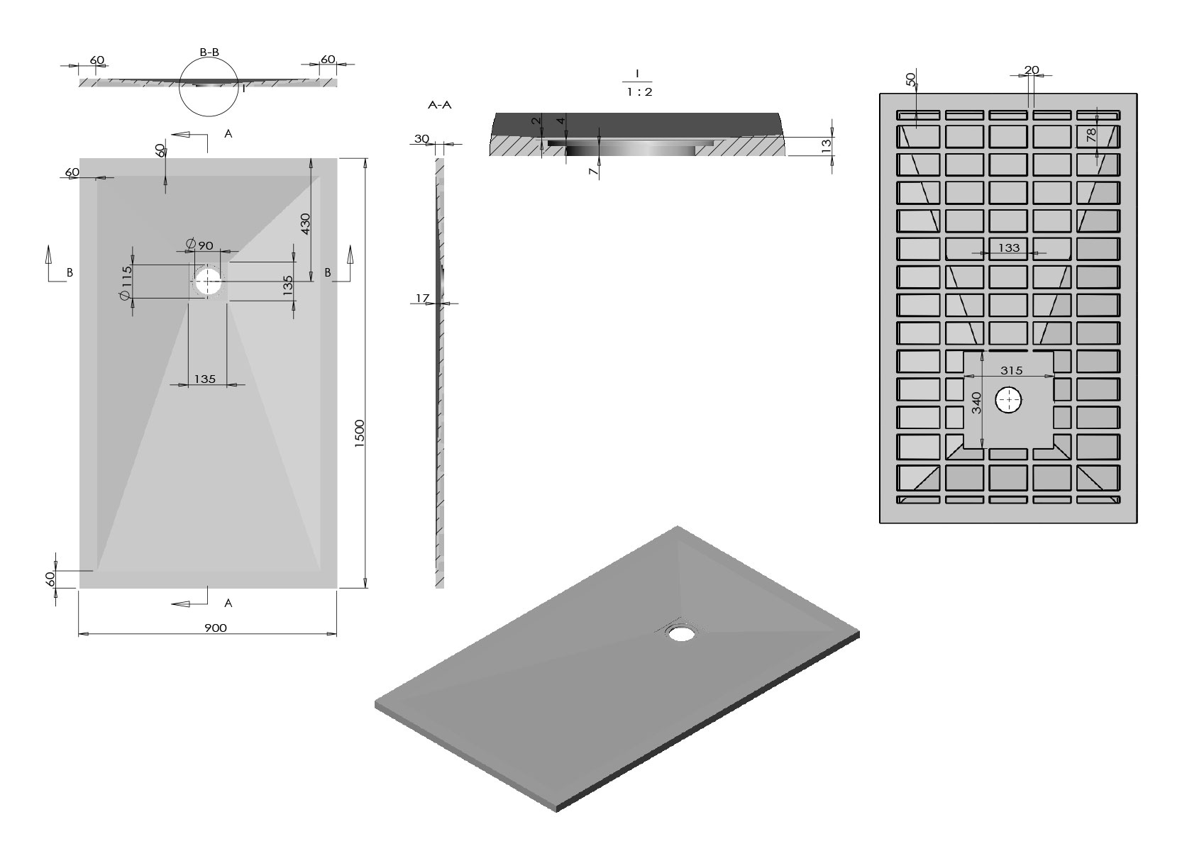 Поддон для душа из искусственного камня VST-4SR9015W, 1500*900*30, белый матовый - Gidratop.ru изображение