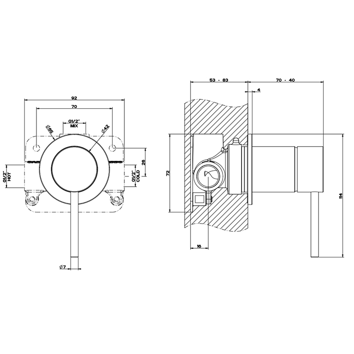 GESSI 316 внешняя часть встраиваемого смесителя, на 1/2, 1 источник, цвет: steel brushed - Gidratop.ru изображение
