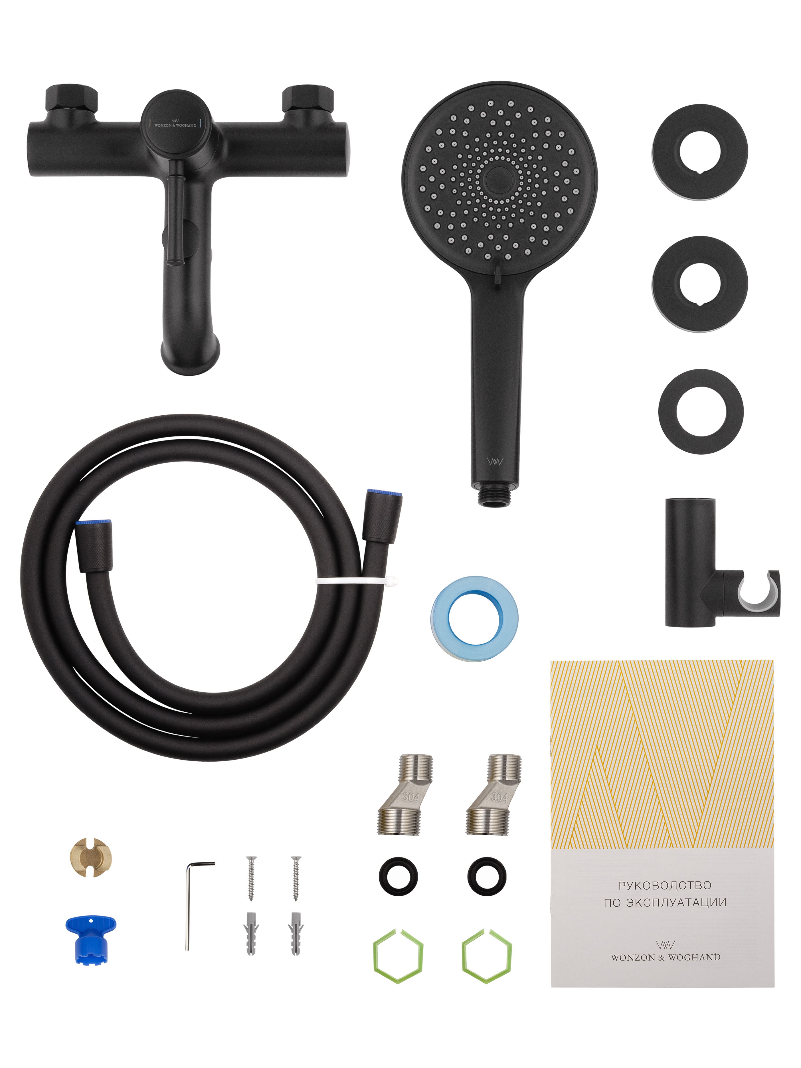 Смеситель для ванны с душем WONZON & WOGHAND TOR, Черный матовый (WW-88037073-MB) - Gidratop.ru изображение