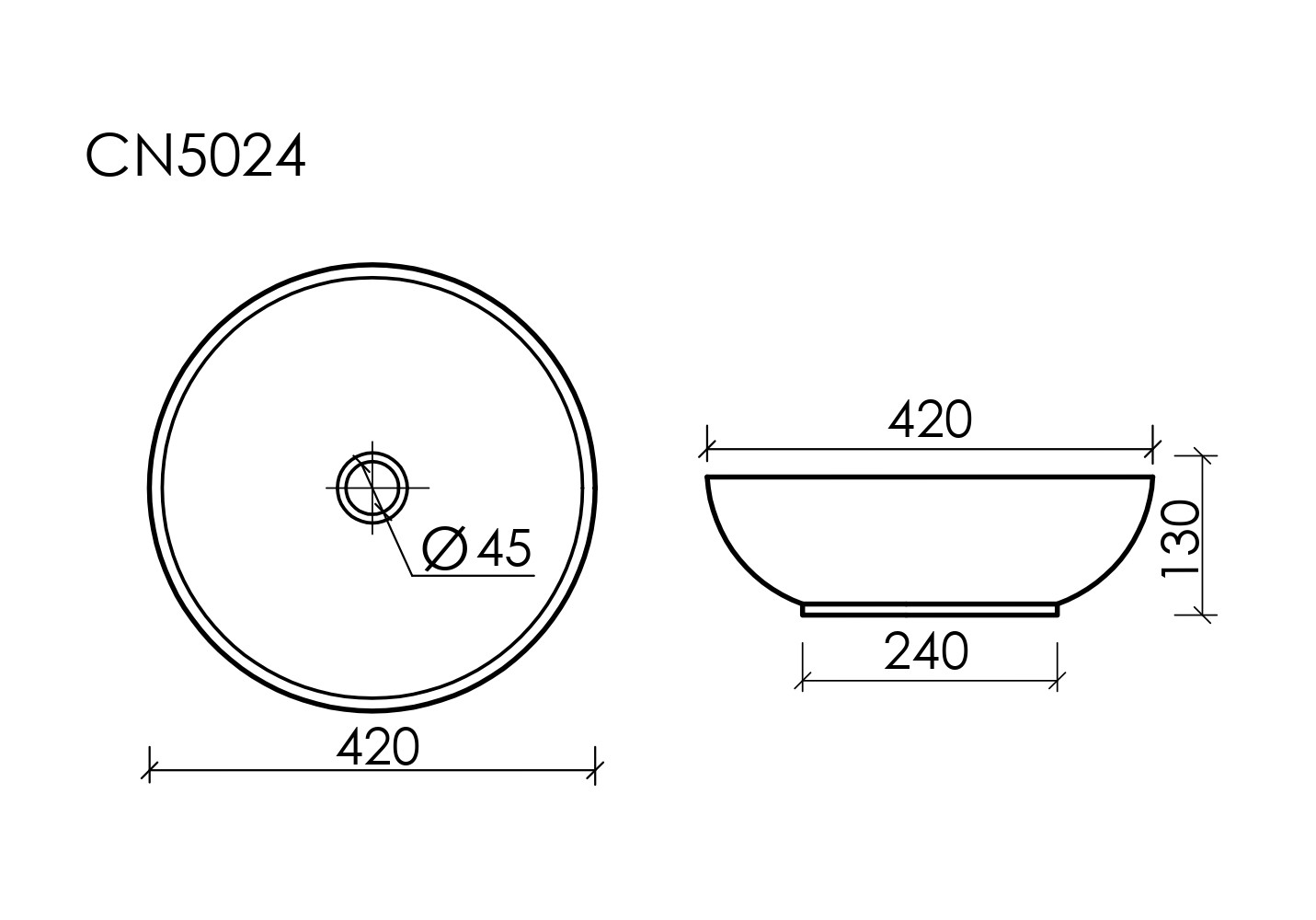 Умывальник чаша накладная круглая Element 420x420x130мм - Gidratop.ru изображение