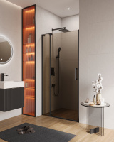 Душевая дверь в нишу CEZARES SLIDER-B-1-100/110-BR-NERO - Gidratop.ru изображение
