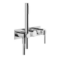 Gessi Ingranaggio встраиваемый однорычажный смеситель на 2 выхода с перекл., ручным душем с держателем и выводом воды (внешние части), цвет: хром - Gidratop.ru изображение