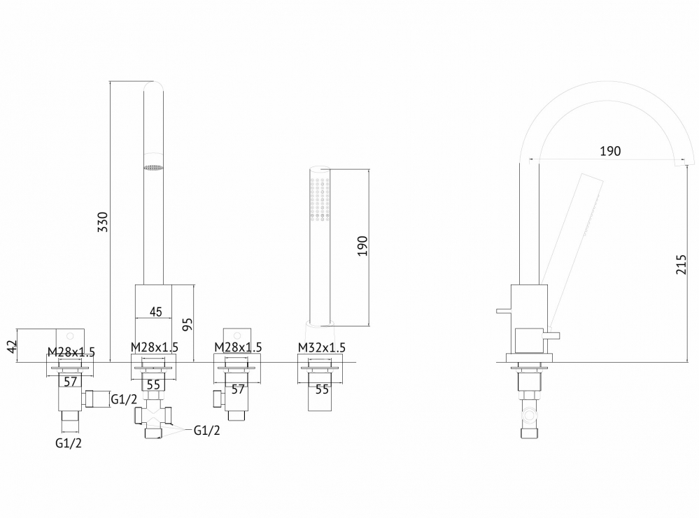 Смеситель ABBER Wasser Kreis AF8113G на борт ванны, золото матовое - Gidratop.ru изображение