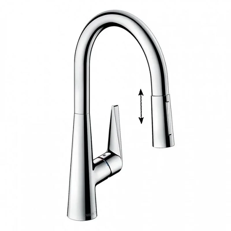Смеситель Hansgrohe Talis 73851000, для кухонной мойки, с вытяжным изливом, цвет хром - Gidratop.ru изображение
