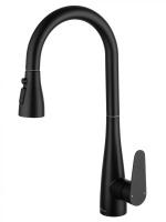 Смеситель для кухни с выдвижным изливом WONZON & WOGHAND, Черный матовый (WW-121E201B-MB) - Gidratop.ru изображение