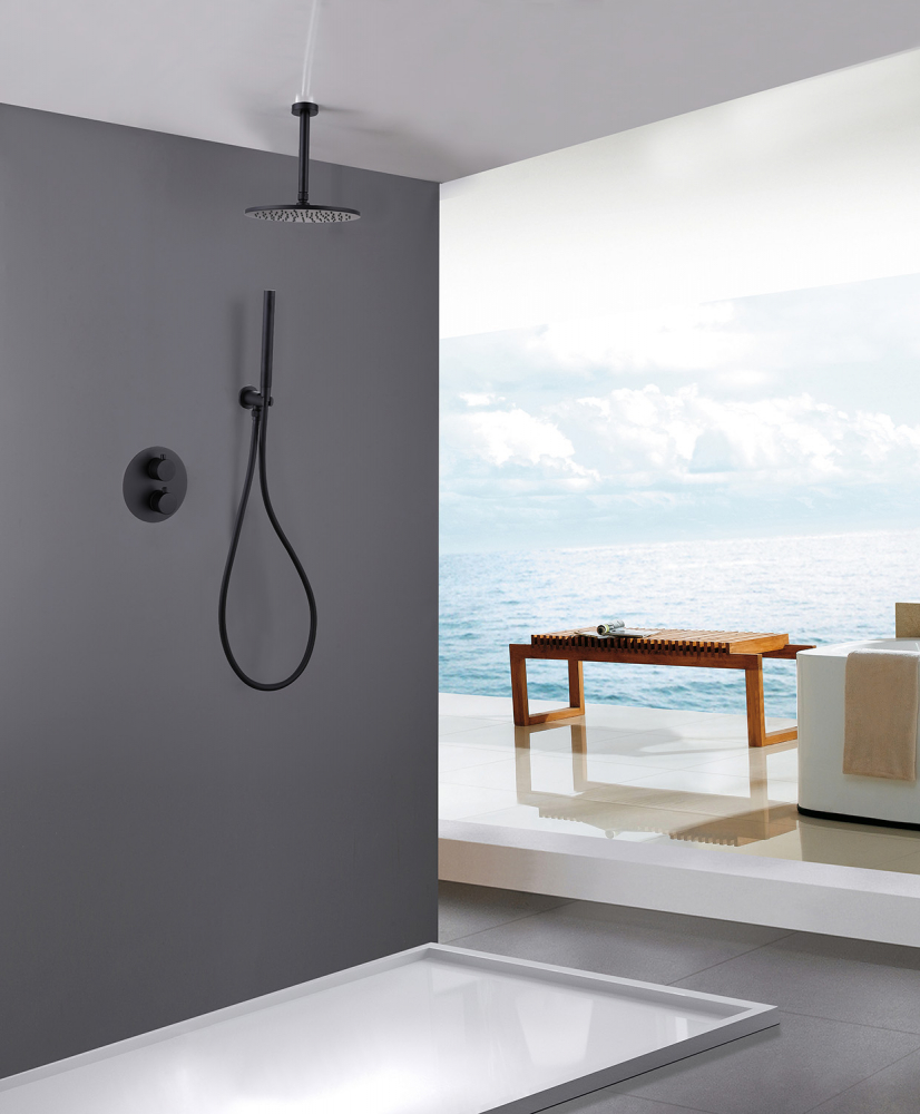 Душевая система ABBER Wasser Kreis AF8121B скрытого монтажа без излива, черная матовая - Gidratop.ru изображение