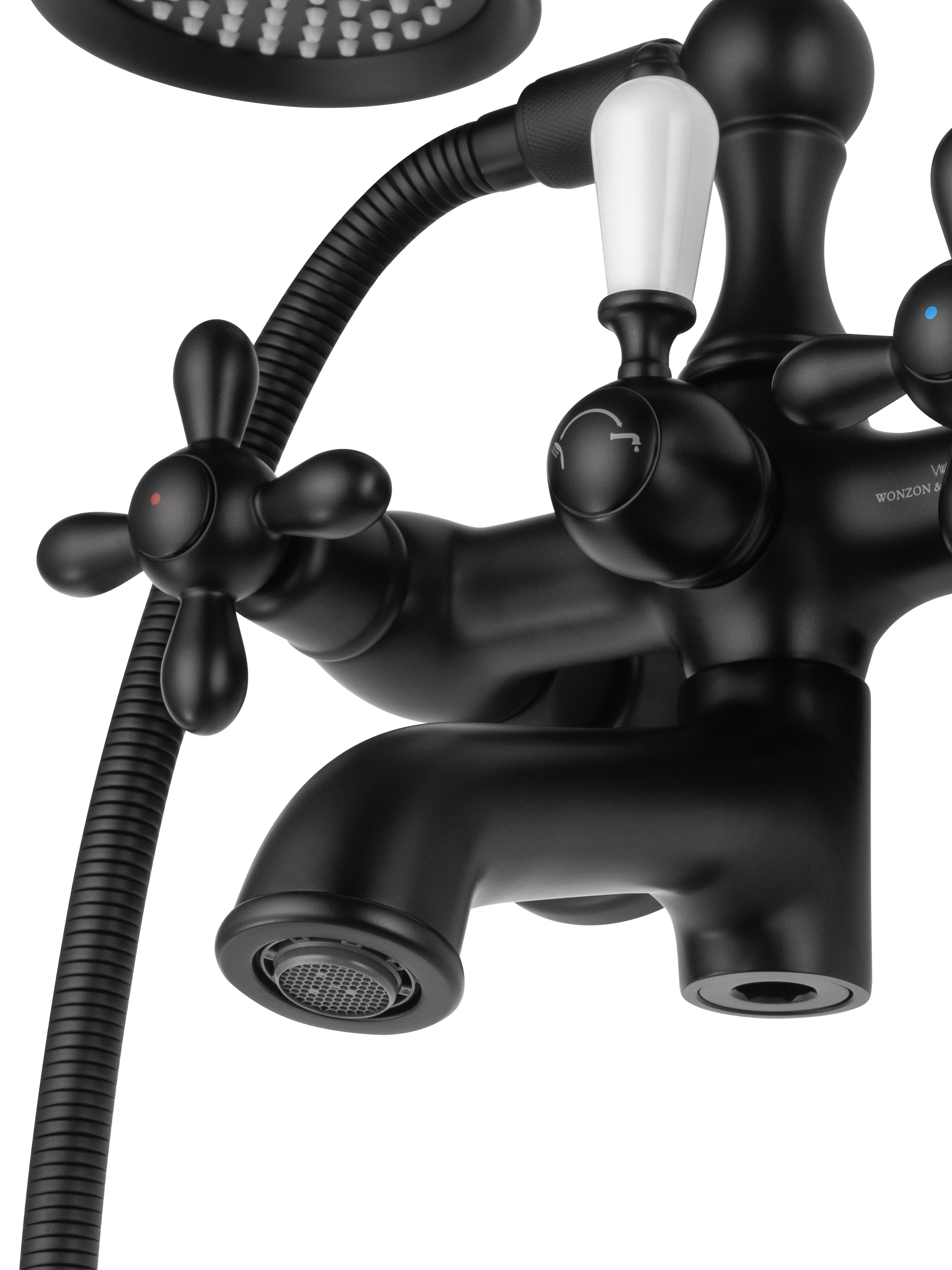 Смеситель для ванны с душем WONZON & WOGHAND RETRO, Черный матовый (WW-88639020-MB) - Gidratop.ru изображение