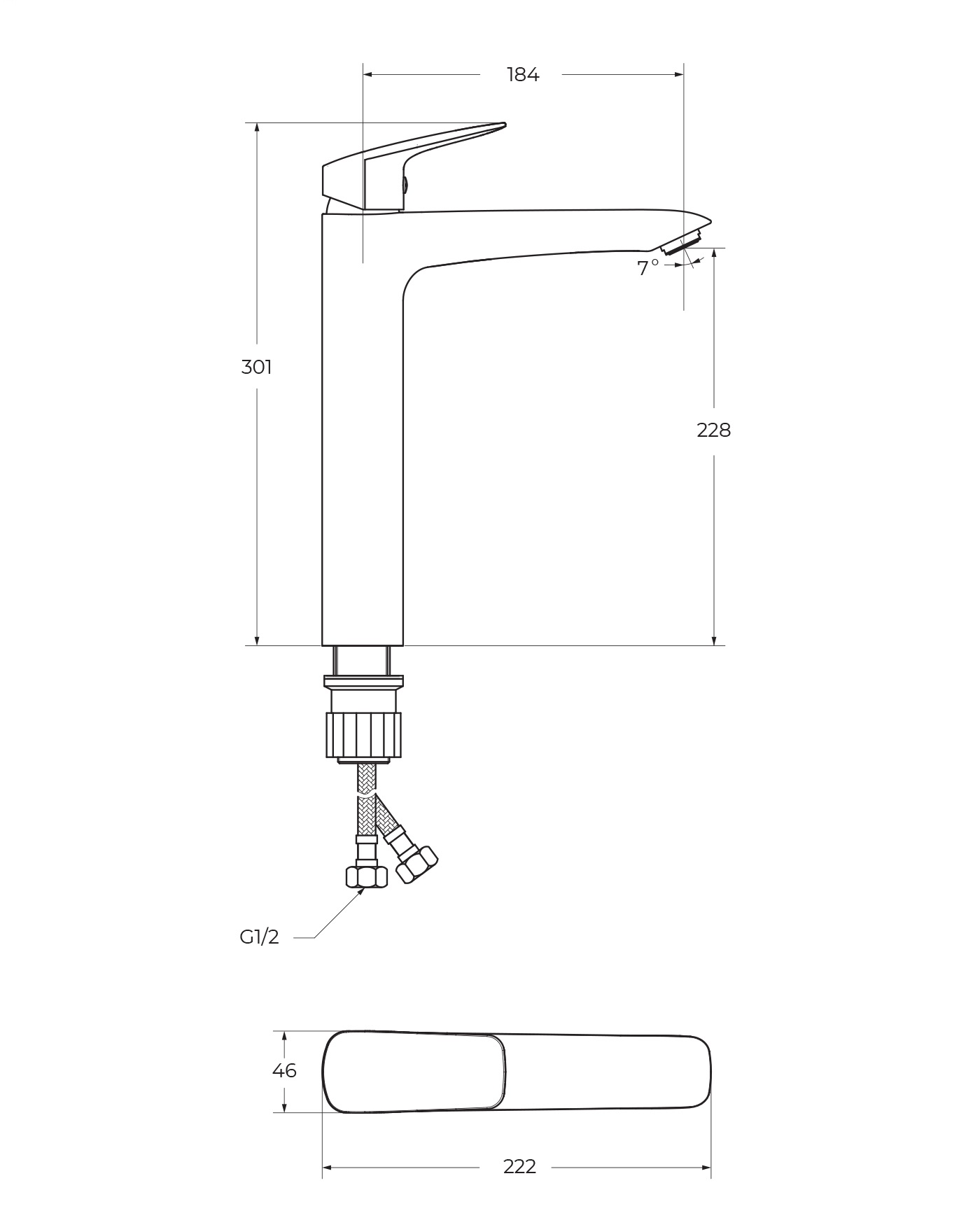 DUE Смеситель для накладной раковины без донного клапана, хром DUE-LMC-CRM-W0 - Gidratop.ru изображение