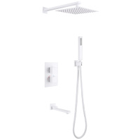 Душевая система ABBER Daheim AF8250W скрытого монтажа с изливом, термостат, белая матовая - Gidratop.ru изображение