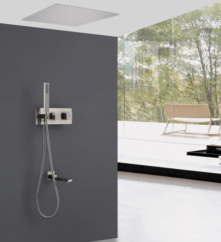 Душевая система ABBER Daheim AF8254SP скрытого монтажа с изливом, термостат, сатин - Gidratop.ru изображение