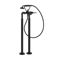 GESSI VENTI20 смеситель для ванны напольный, двухвентильный, с ручным душем и шлангом 1500 мм., внешняя часть, цвет черный матовый - Gidratop.ru изображение