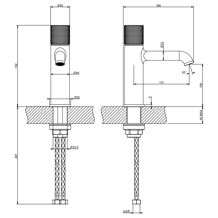 Gessi HABITO смеситель для раковины, с донным клапаном, цвет Brass Brushed PVD - Gidratop.ru изображение